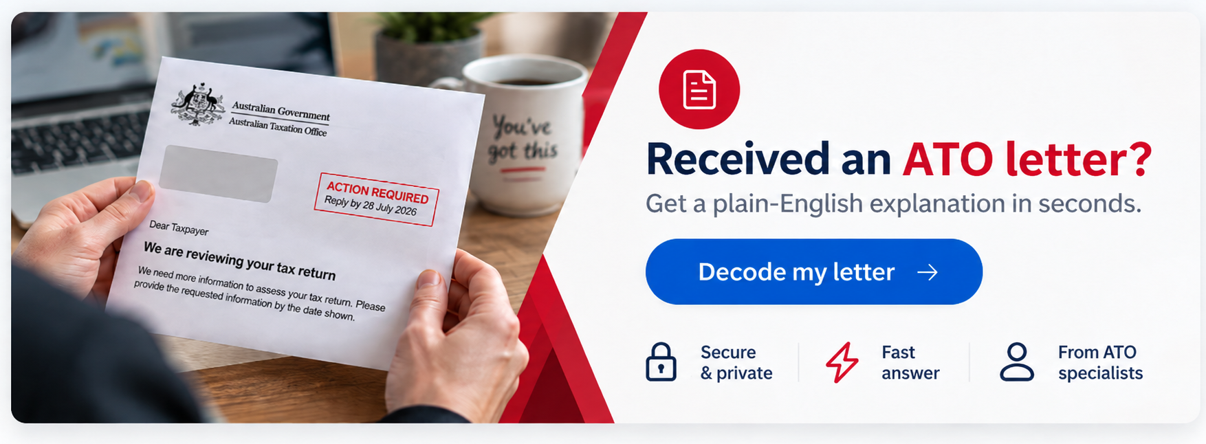 Received an ATO letter? Get a plain English explanation with ATO Fight Back.